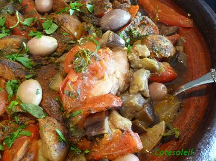 Tajine de poulet aux aubergines