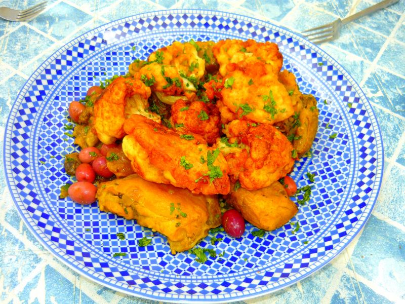 Tadjine de poulet au beignets de choux fleurs