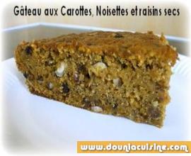 Gâteau aux Carottes, noisettes et Raisins secs