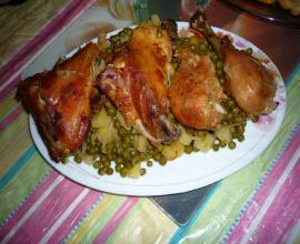 Sauté de poulet aux petits pois