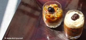 Verrines de chleta et de crème d'aubergines au sésame