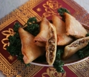 Bricks aux aubergines kefta et riz