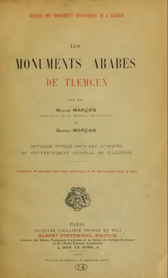 Les monuments arabes de Tlemcen : Introduction