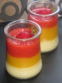 Balouza à la mangue et coulis de fraise