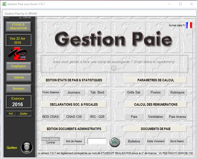 Classeur Gestion Paie