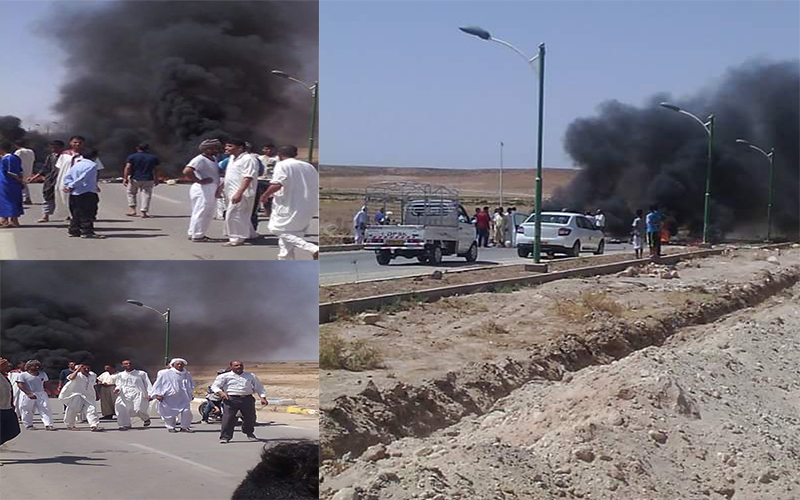 سكان بلدية البيضاء يحتجون بحرق العجلات المطاطية في الأغواط