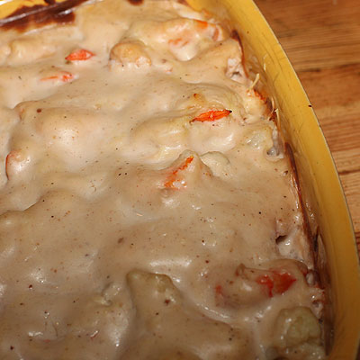 Gratin de choux fleur aux crevettes