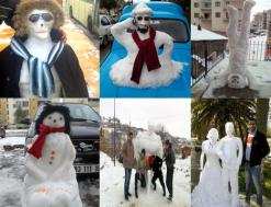 شباب يبدعون في ترجمة أفكارهم على البساط الأبيض               مواهب جزائرية تتفنن في صنع تحف فنية من الثـلوج