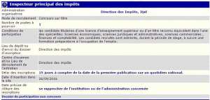 توظيف بمديرية الضرائب جيجل (مفتش رئيسي)