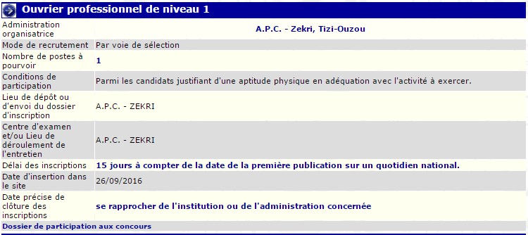 توظيف ببلدية زكري ولاية تيزي وزو(عامل مهني مستوى أول)
