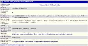 Université de Médéa recrute - secretaire principal de direction -