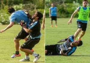بالصور.. غودين وسواريز يحدثان طوارئ في معسكر الأوروغواي