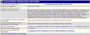 recrutement - conservateur divisionnaire des forets - tizi ouzou