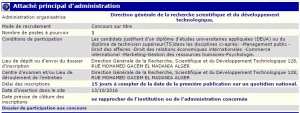recrutement - attaché principal d'administration à la direction générale de la recherche scientifique et du développement technologique - Alger