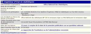 recrutement - ingenieur d’état en statistique à l'office national des statistiques Bab ezzouar Alger