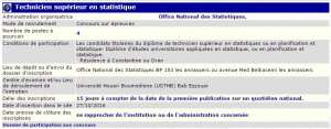 recrutement - technicien supérieur en statistique à l'office national des statistiques Bab ezzouar Alger