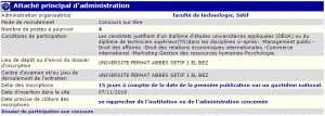 recrutement 07/11/2016 - attaché principal d'administration à la faculté de technologie, Sétif