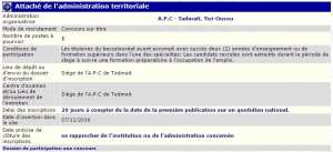 recrutement 07/11/2016 - attaché d'administration territoriale à l'APC de Tadmait, Tizi Ouzou