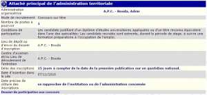 recrutement 07/11/2016 - attaché principal d'administration territoriale à l'APC Bouda,Adrar