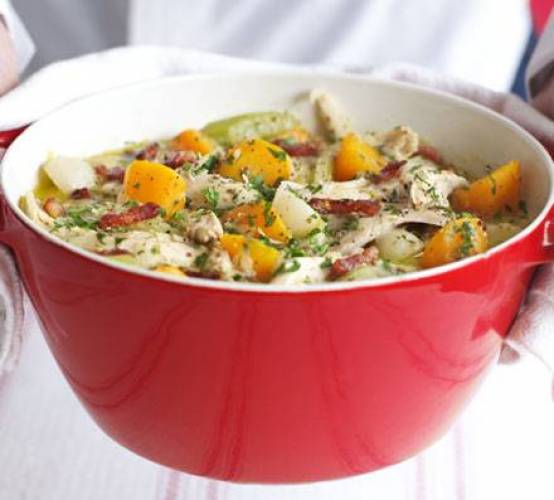 طريقة تحضير الدجاج والخردل مع الخضروات الشتوية