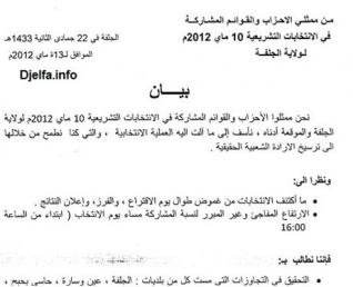 أحزاب سياسية تطعن في نتائج الانتخابات التشريعية بالجلفة