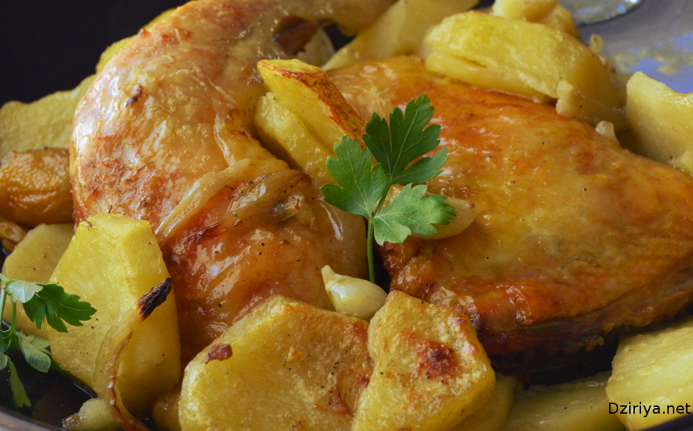 Pommes de terre au poulet au four