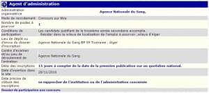 recrutement 28/11/2016 - agent d'administration à l'agence nationale du sang à Alger