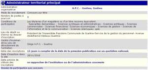 recrutement 28/11/2016 - Administrateur à l'APC de Guelma - Guelma