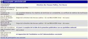 recrutement 28/11/2016 - comptable administratif à la direction des travaux publics - Tizi ouzou