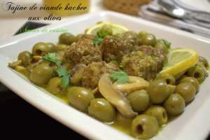 طريقة تحضير طاجين زيتون بكويرات الكفتة