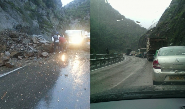 انهيارات صخرية على الطريق الربط بين الشفة و المدية تتسبب في تعطل حركة السير