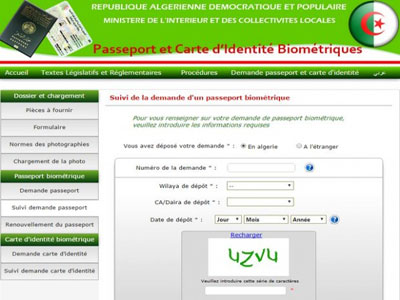Demande en ligne de documents biométriques