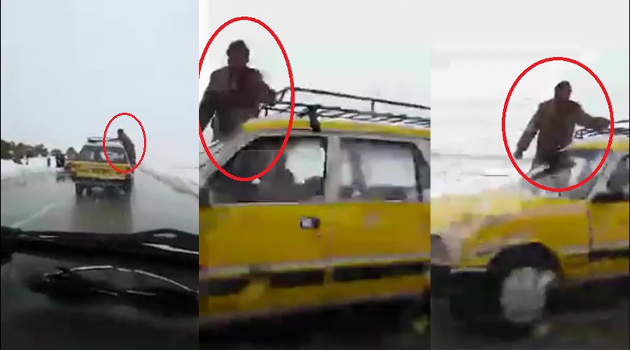 بالفيديو.. مسافر يخرج من سيارة مسرعة لمسح الزجاج في الجلفة