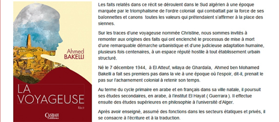 «LA VOYAGEUSE» D' AHMED BAKELLI