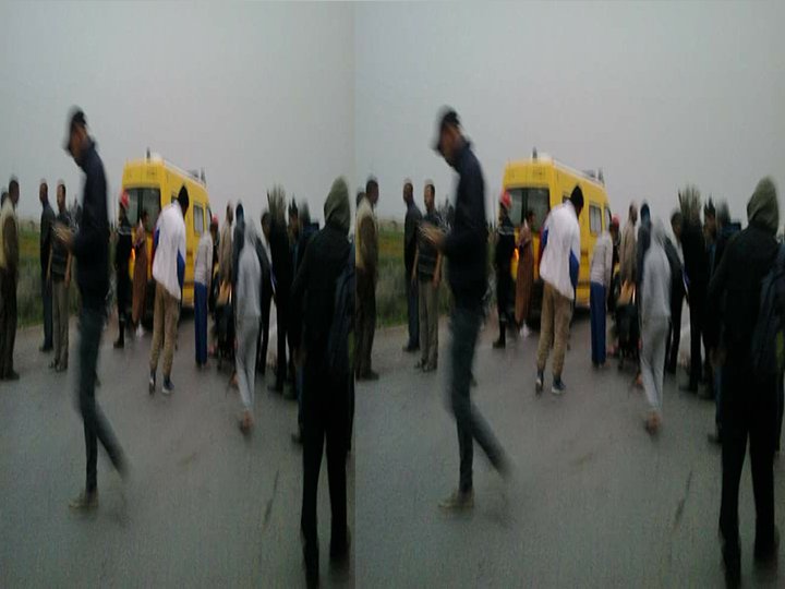 حافلة نقل المسافرين تدهس إمرأة وطفليها في معسكر واحتجاجات في المنطقة