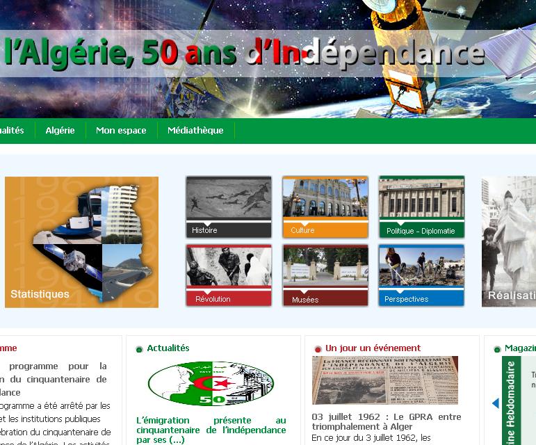 Cinquantenaire : lancement du portail Web dédié à l'indépendance de l'Algérie