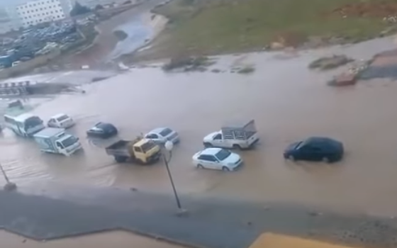 بالفيديو.. أمطار طوفانية تشل حركة المرور بمدينة تبسة