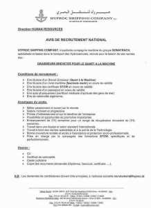 avis de recrutement national - graisseurs brevetés pour le quart à la machine - sonatrach