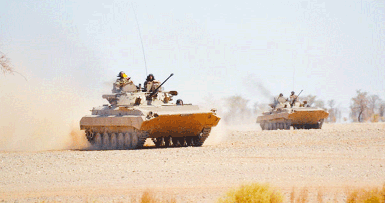 قايد صالح خلال إشرافه على تمرين تكتيكي بالذخيرة الحية ببشار