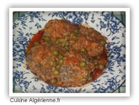 Boulettes de viande riz et petit pois