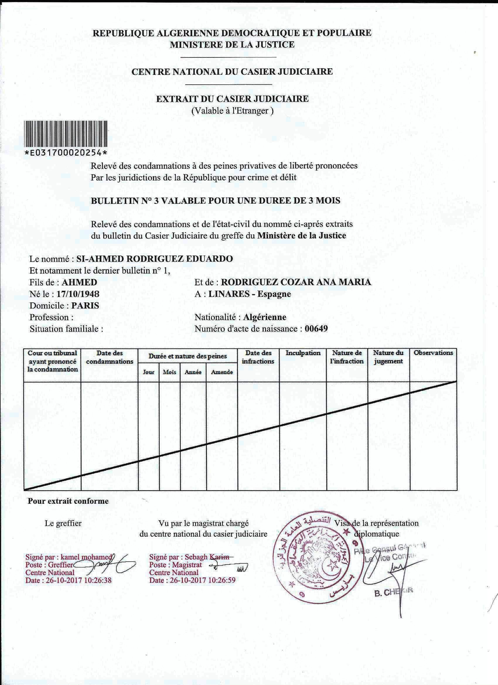 3 ans (03) prison ferme