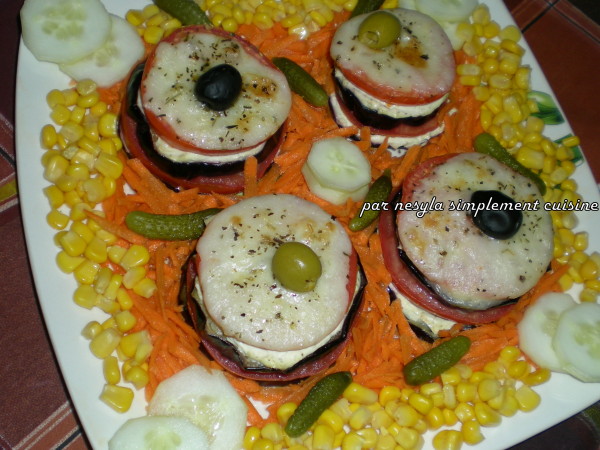 Millefeuille: Aubergine, Fromage et Tomate