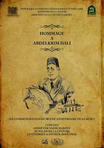 16 Fevrier à Tlemcen - Hommage à Abdelkrim Dali · Organisé par Direction Culture Tlemcen