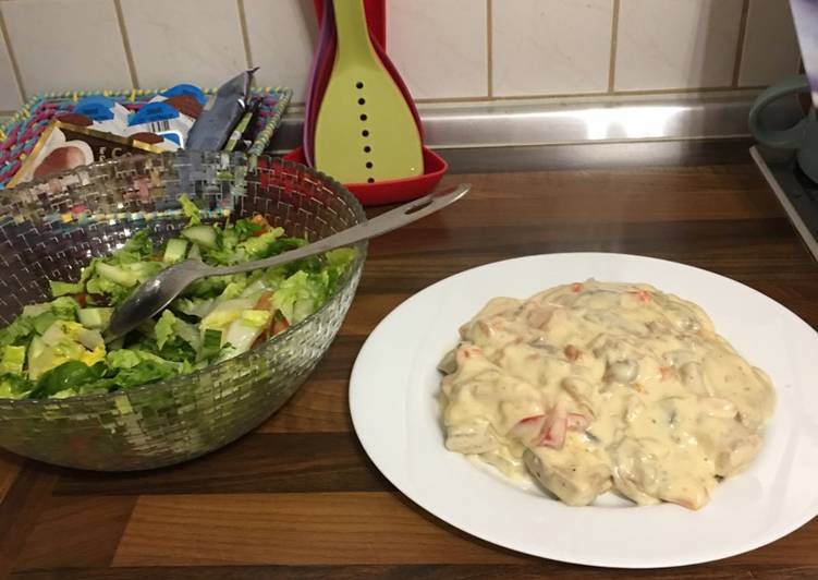 دجاج بكريمة الفطر