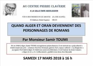 QUAND ALGER ET ORAN DEVIENNENT DES PERSONNAGES DE ROMANS