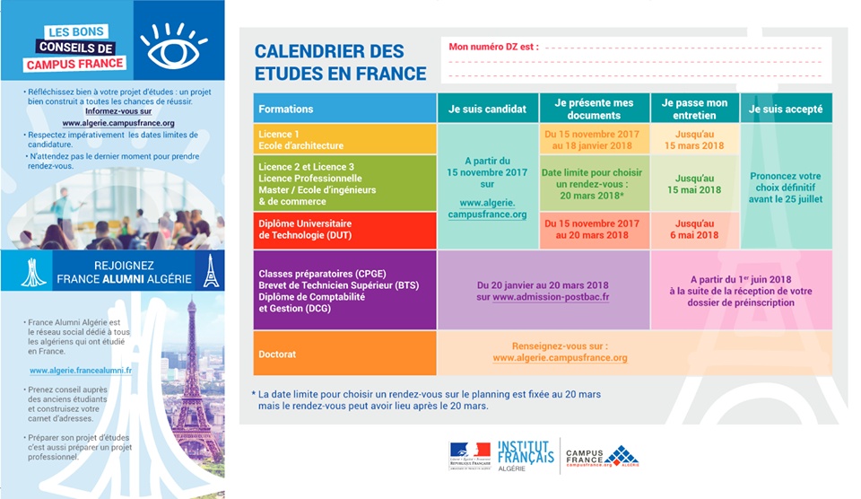 Campagne d’inscription pour des études en France en 2018