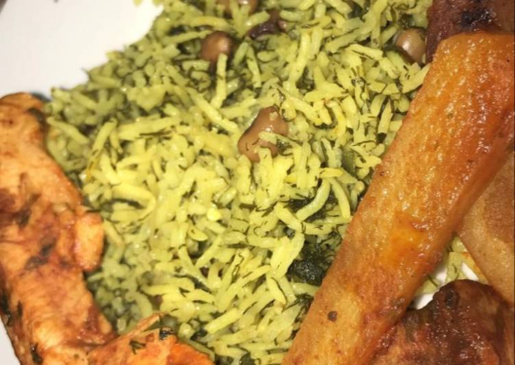 صينية دجاج بالفرن مع رز شبت🍗🌱