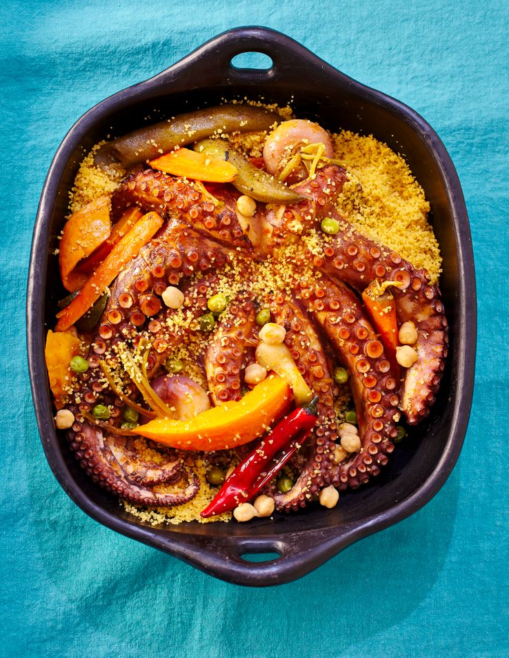 Couscous royal au poisson, coquillages et crustacés (pour 6 convives)