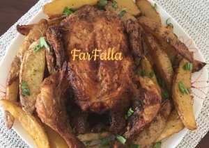 دجاج مع البطاطس في المقلاة الهوائية