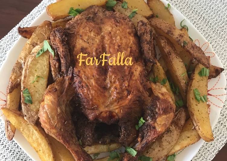 دجاج مع البطاطس في المقلاة الهوائية